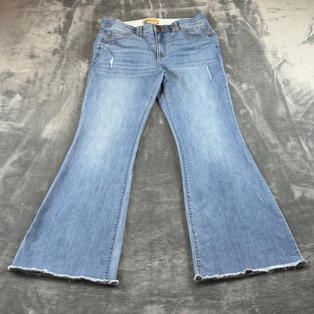 Democracy Ab Solution Light Wash Flare Jeans Raw Hem Distressed B2659IEY2XX 8